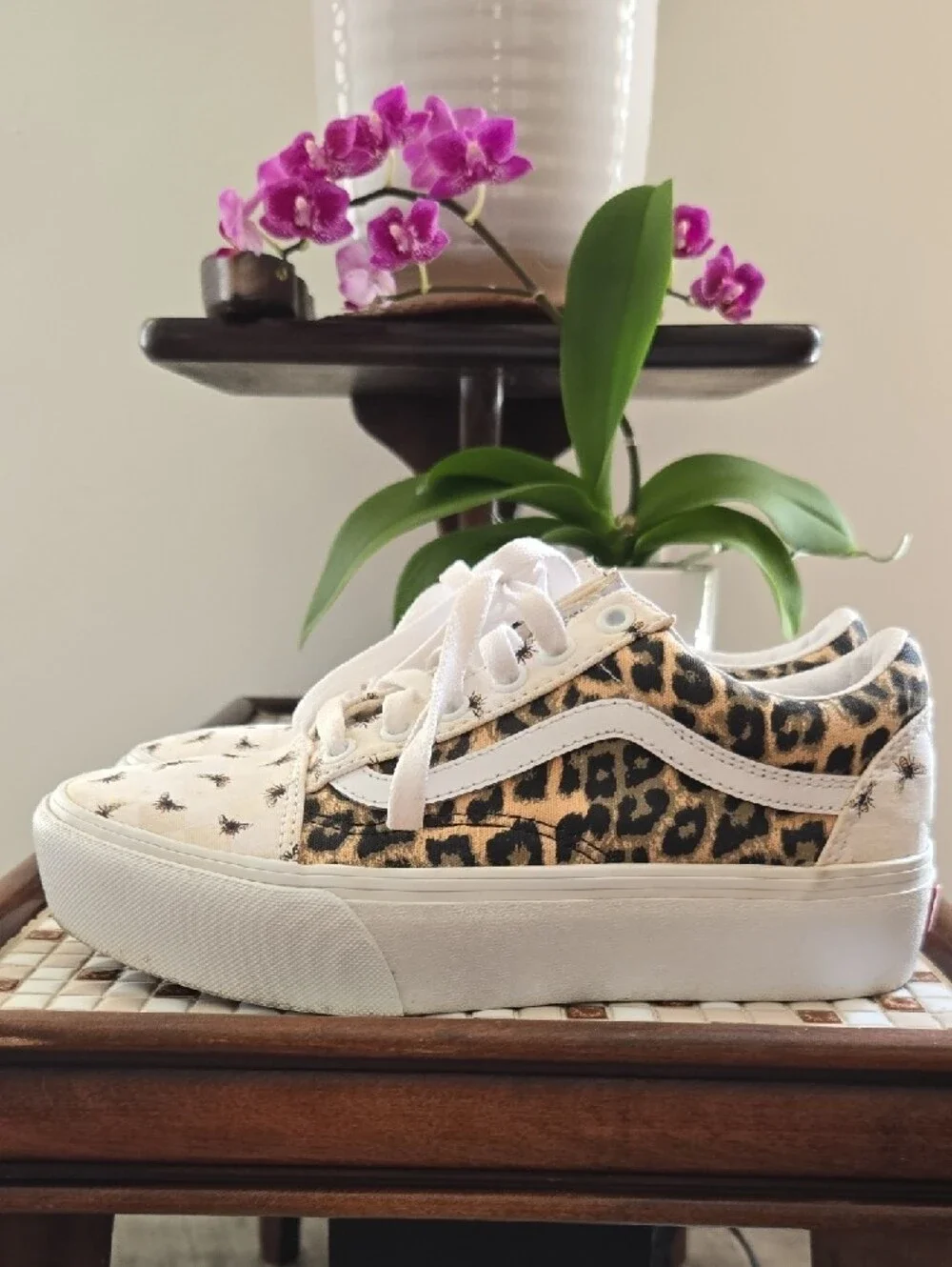 Vans Old Skool Platform Leopard Panels and Bee Print Size 6.5 - Picture 3 of 9